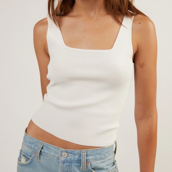 OAK + FORT Black Square Neck Knit Tank Top - Picture 2 of 6